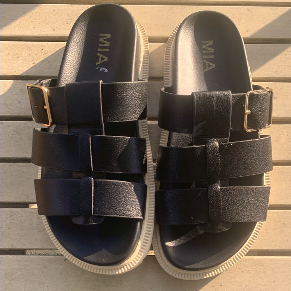 MIA Black Slide Sandals